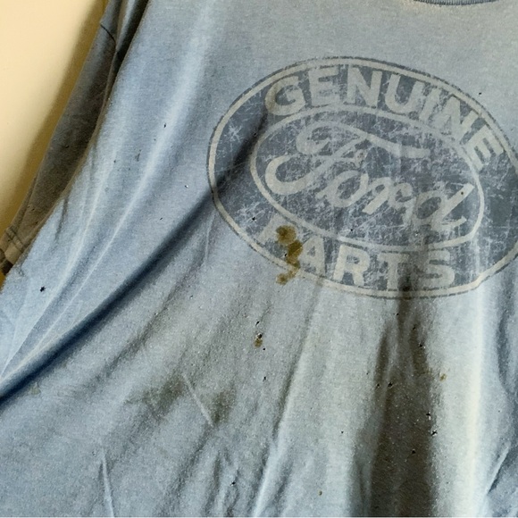 FORD Vintage Blue Distressed Stained Ford Motor Co Logo Graphic TShirt XXL - Picture 3 of 7